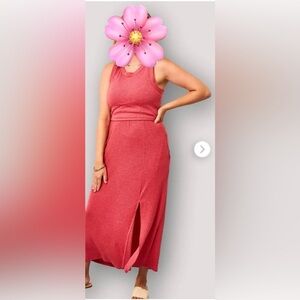 Latched Mama Ribbed Midi Nursing Slit Dress